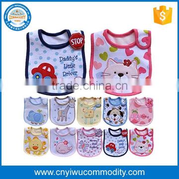 New embroidery cute baby bibs animals cotton baby bandana bibs