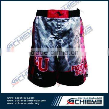 2015 wholesale latest design spandex lycra men boxing short custom sublimation mma shorts