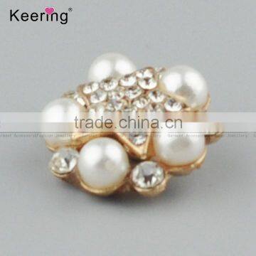 Wholesale Fashionable Metalic Rhinestone Pearl Button for Decoration WBK-1485 photo-3
