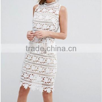 China fashion clothing/Embroidered Lace Hanky Hem Dress