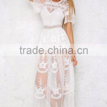 Guangzhou Clothing Factory Women Maxi Dress Latest Design Lace Dress photo-3