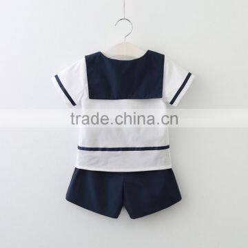New Model Baby Sets of Clothing School Navy Style Tops and Shorts Two Piece photo-2