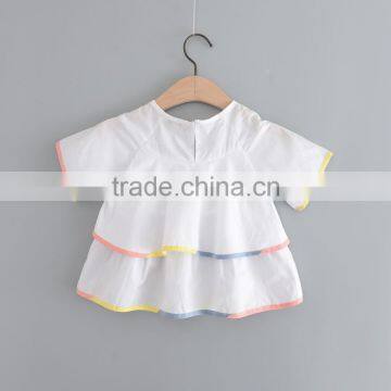 2017 The Latest Design Kids Girls Applique Butterfly White Cotton Blouse photo-2