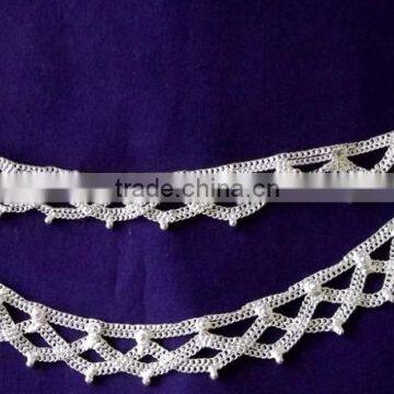 SILVER TONE chain payal ANKLETS feet bracelet PAIR