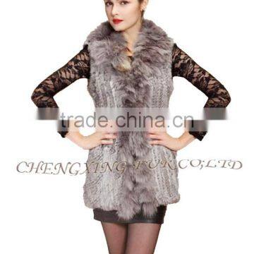 CX-G-B-179B Fox Fur Collar Hand Knitting Real Comfort Rabbit Fur Clothing photo-3