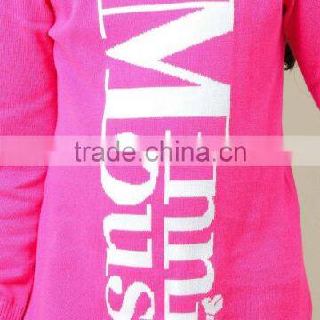 Print Letters Spring Rose Red Longth Sleeve Pullover for Girls photo-5