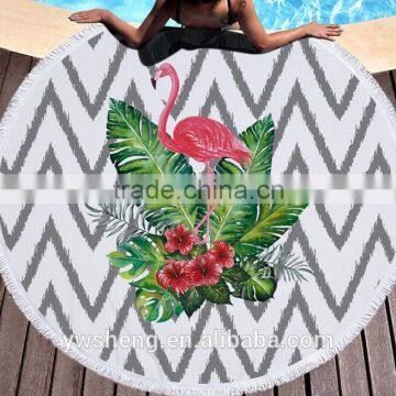 Factory Direct Sell Flamingo Round Beach Towel Superfine Fiber and Tassel 150CM photo-2
