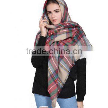 Bulk Wholesale New Early Spring Female and Male Scarf 5 Colors Printed Grid Fake Imated Cashmere Material Adult Cappa photo-5