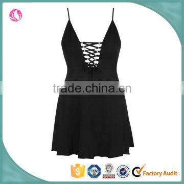 Tie up front strappy girl sexy summer dress women fashion dresses