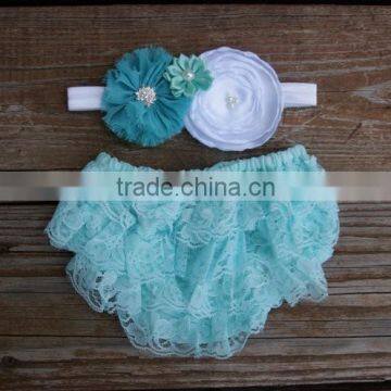 Cute cotton baby ruffle bloomer with bowknot infant diaper cover wholesale children's boutique clothes
