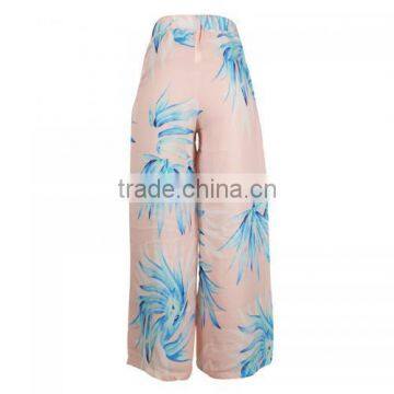 2017Women Casual Pants Loose Printed Leaf Pattern Pink photo-4
