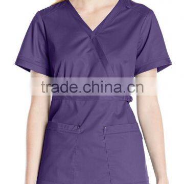 Women's Scrub Top With Adjustable Buckle at Waist Nurse Scrub Suits photo-3