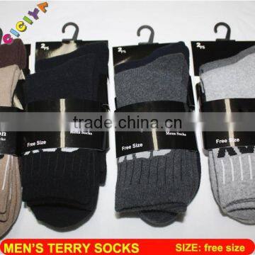 Men custom winter design internal terry stripe socks top quality wholesale socks