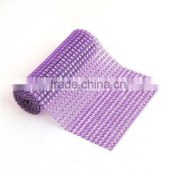 Plastic Mesh Jewelry Rhinestones Purple Round 12cm