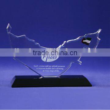 Custom Crystal Arab Map Trophy for Souvenir Gift