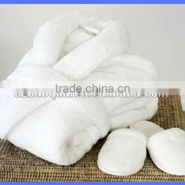 Cotton terry hotel bath robes and slippers