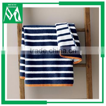 Manufacturer cotton/modal towel fabric stripe towel black and white customized