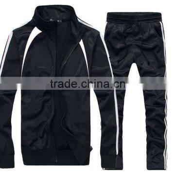 Men Running Stripes Zip TrackSuit Jogging Sport Blank Track Suit