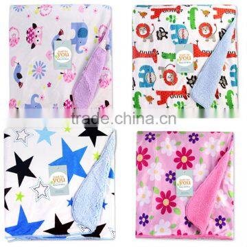 spring&autumn super soft short plush printed infant baby blanket