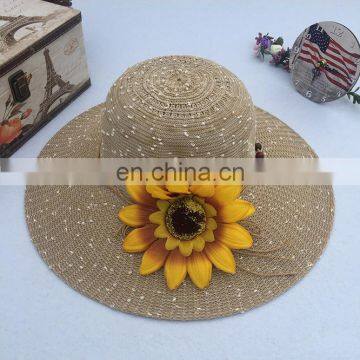 Large Eaves Seaside Holiday Beach Straw Hat Flower Sun Hat