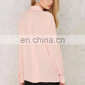 Wholesale Latest Girls Blouse Designs Long Sleeve Pleated Blouse photo-4