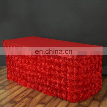 Most New Design Black Satin Rosette Wedding Table Skirt photo-3