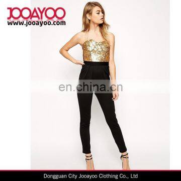 Sexy Women Off-shoulder Sequin Embellished Bodice Jumpsuit Romper Clubwear