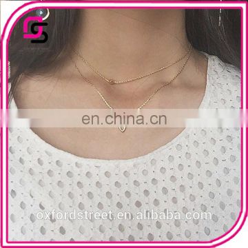 Minimalist style gilt double simple necklace chain simple temperament all-match Korea female clavicular Necklace