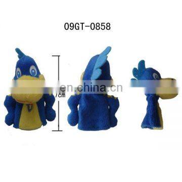 Funny plush dinosaur finger puppet for 'DANONE' Promotion