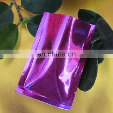 oem top opened plain purple aluminum foil bag