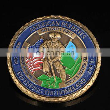 Hand made antique gold plated color filled in 3D USA military coin