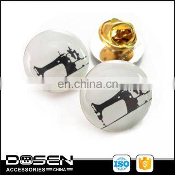 Shiny Transparent Enamel Sewing Machine Printing Pin on Metal Butterfly Buttons Pin Badges with Clasp Pin for Suit Ties