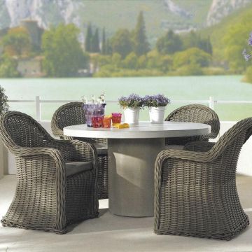 Steel Rattan Table Chairs Wicker Furniture Outside Washable