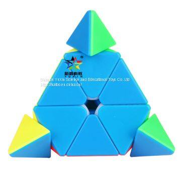 Hot  Sale Black Kylin Magic Cube Fluorescent Four color Stickerless Triangle Speed Cube 1554 Professional Puzzle Toys for Kids