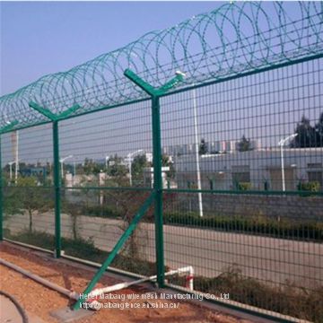 358 High Security Anti Climb Y Shaped PVC Coated Airport Fence with Razor Barbed Wire