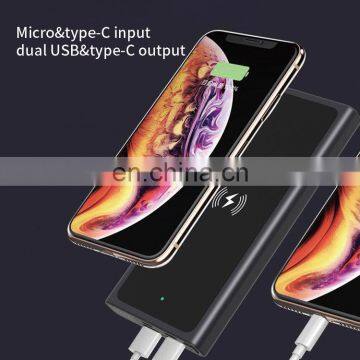 2020 New Metal Fast Charging Wireless Power Bank 10000mAh Quick Charger 18W Dual Outputs Potable Powerbank