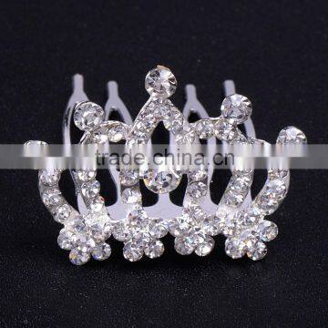 Fashion Crystal Rhinestone Baby Kids Princess Birthday Party Girl Women Hair Comb Gift Tiara Crown FZZ-041 Size 7*4.5cm