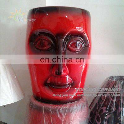 Jingdezhen China Red Ceramic Porcelain Face Stool For Living Room and Garden