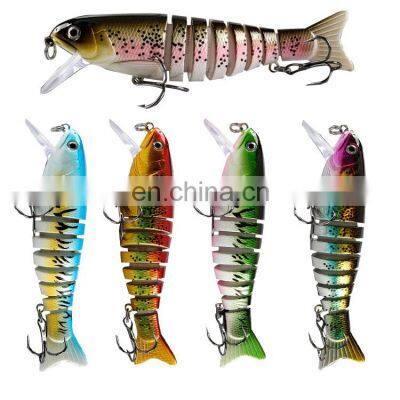 Amazon sell 3D uv hot printing  Multi section fish 5 colors plastic hard fishing lure 8 Jointed Saltwater Swimbait fishing