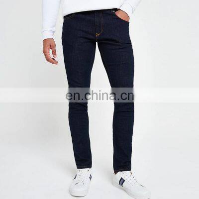 2021 Men Streetwear New Fashion denim slim Dark Blue Mens Jeans