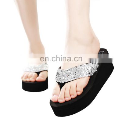 Wholesale Lady slipper summer beach slide sandal cheap flip flop  stock ladies high heel flip flops cheap slippers