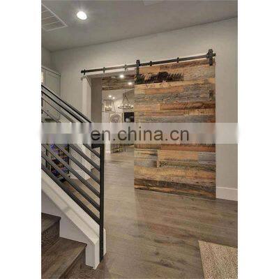 Living room glass Interior barn doors with trail and roller