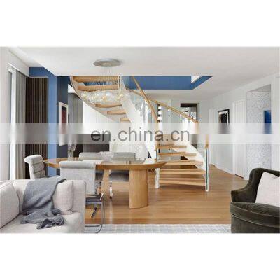 Curved Staircase Indoor Metal Spiral Stairs /Luxury Villa Curved Staircase