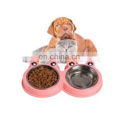 individualize logo collapsible stainless steel sublimation porcelain dish elevated handmade bamboo fiber pet bowl