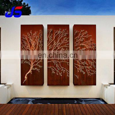 Corten Steel Garden Screen Laser Cut Outdoor Garden Privacy Art Metal Screens Panels Decorative Sheet Metal Panels Fence photo-5