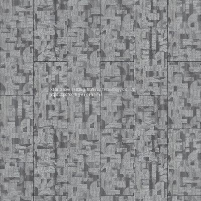 GKBM LS-T004-6 Eco-friendly Unilin Click Special Geometric Figure Gray Black Carpet Grain SPC Flooring