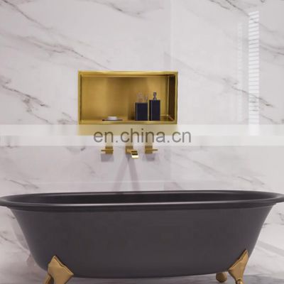 Bathroom accessories wall mounted  recessed stainless steel double brushed gold black shower niche metal shelves