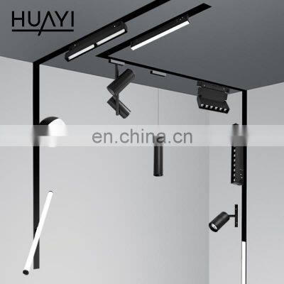 HUAYI High Brightness Adjustable Ceiling Grille Light 6w 12w 18w 24w Magnetic LED Track Lamp