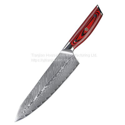 8 Inch Chef Knife G10 Handle Damascus VG10 Stainless Steel Slicing Cleaver knife Sharp Cook Kitchen Knives