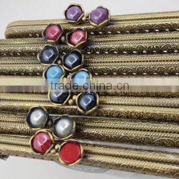 KINGSO 5PCS Retro Metal Frame Purse Coin Bag Kiss Clasp Lock DIY Craft 12.5*5.5 cm Assorted Lotus Bead photo-2